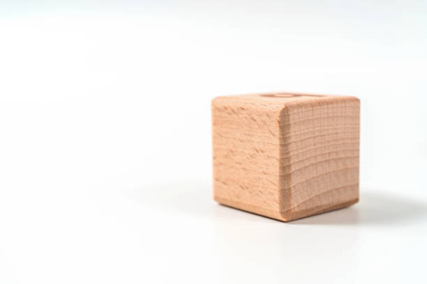 wooden geometric shapes cube isolated on a white background