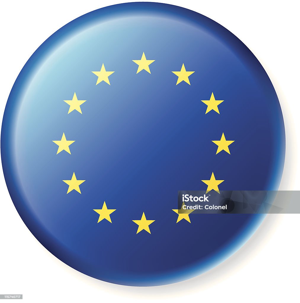 Bandera de la Unión Europea botón de satén - arte vectorial de Bandera libre de derechos
