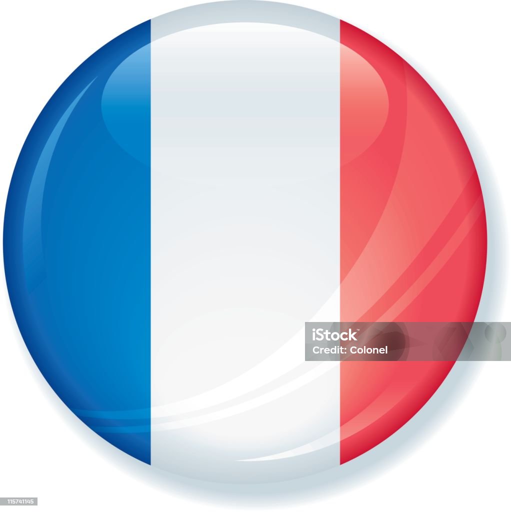 Французский флаг глянцевый кнопку Super - Векторная графика Французский флаг роялти-фри