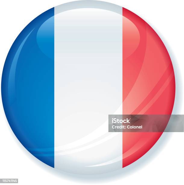 Французский Флаг Глянцевый Кнопку Super — стоковая векторная графика и другие изображения на тему Французский флаг - Французский флаг, Без людей, Векторная графика