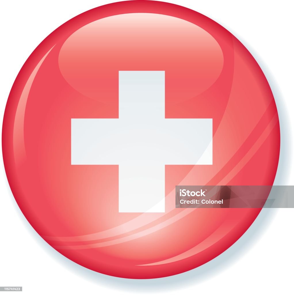 Bandera suiza Super brillante botón - arte vectorial de Bandera libre de derechos