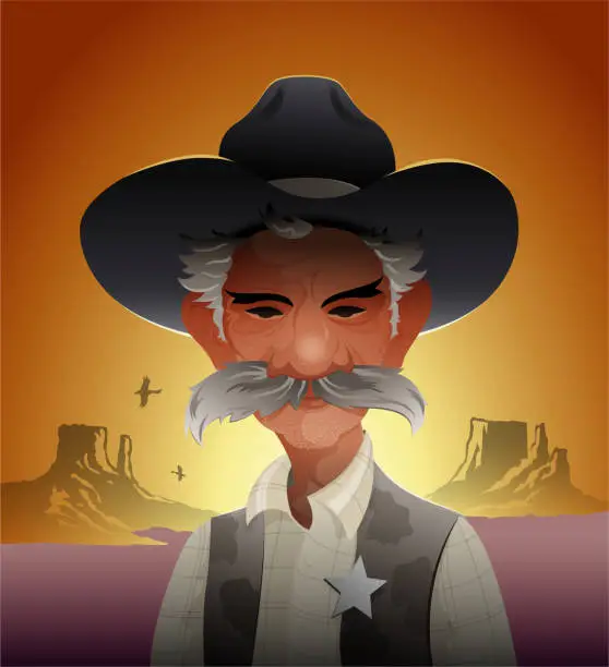Vector illustration of High desert sheriff