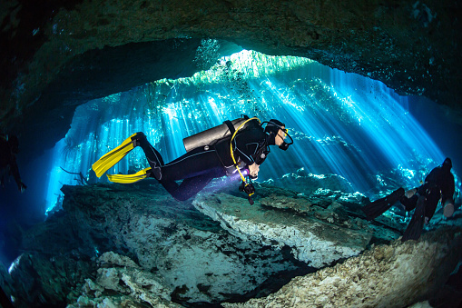 Scuba diving cenote and caves Mexico