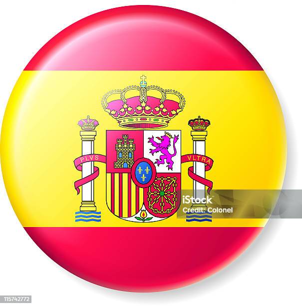 Satin Spanische Flagge Button Stock Vektor Art und mehr Bilder von Bedienungsknopf - Bedienungsknopf, Flagge, Spanien