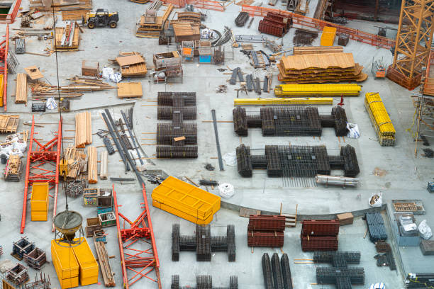 veduta aerea del cantiere del centro di los angeles - los angeles county city of los angeles apartment built structure foto e immagini stock