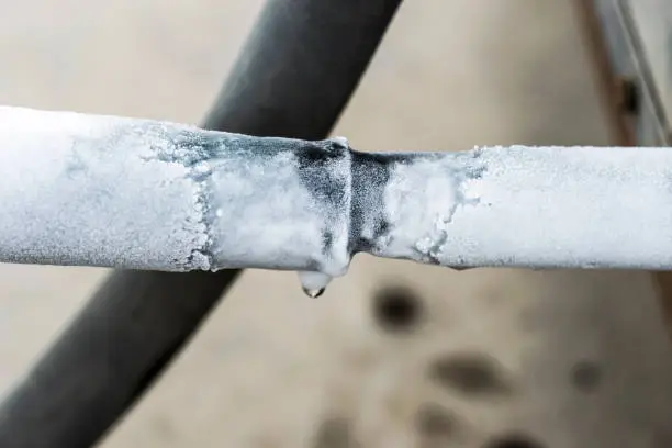 Photo of ice and cold pipe of central air conditioning cooling system