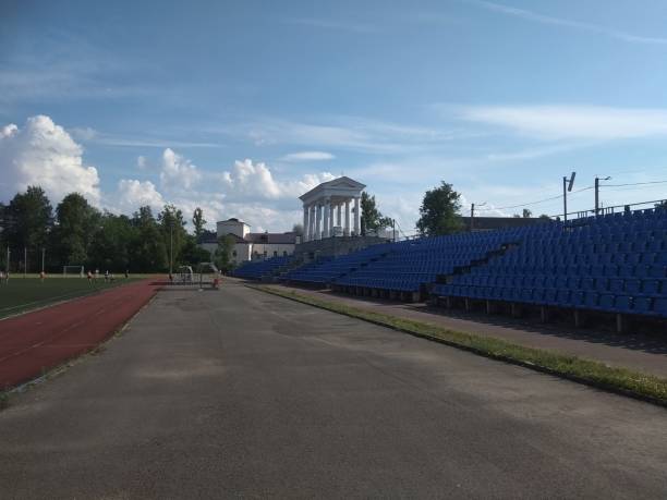 istock stands on the stadium and the entrance with columns 1157440078