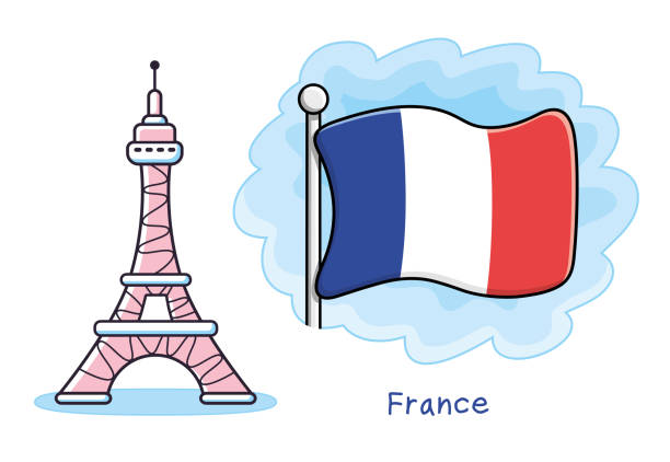 Eiffel Tower And France Flag Stock Illustration - Download Image Now -  French Flag, Cartoon, Icon - iStock