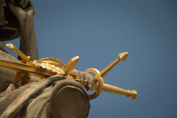 Closeup of architectural elements and statues on Alexander the Third Bridge in Paris Paris, France - July 06, 2018: Closeup of architectural elements and statues on Alexander the Third Bridge in Paris supersonic airplane editorial airplane air vehicle stock pictures, royalty-free photos & images