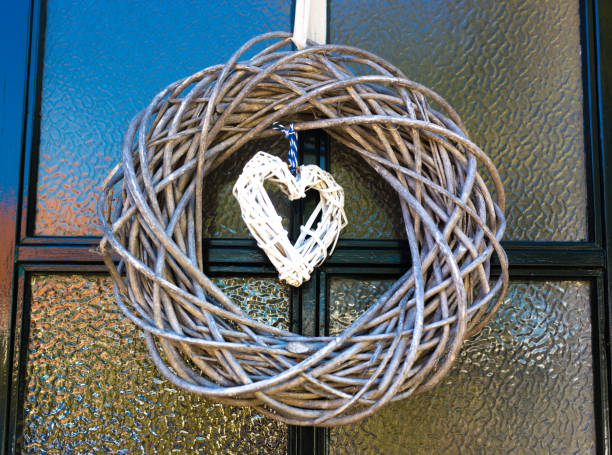 istock Netherlands: Twig Wreath with Heart on Front Door 1157447301