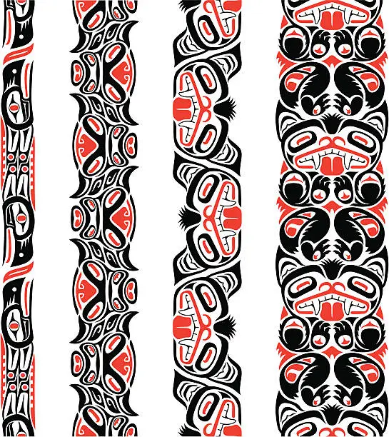 Vector illustration of Haida style seamless pattern