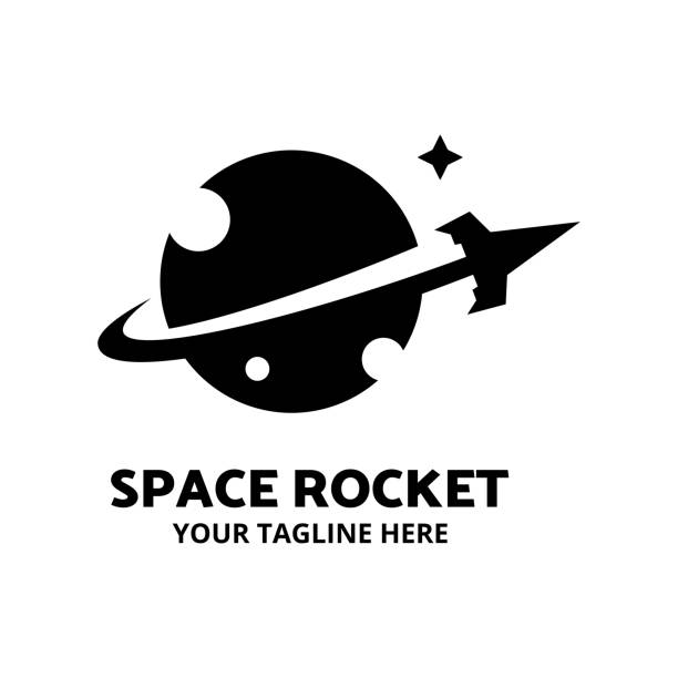 Rocket logo in black color template Rocket logo template in black color or monochrome for your needs. You can use it for website, mobile app, presentation, a new document, etc futuristic astronomy space craft stock illustrations