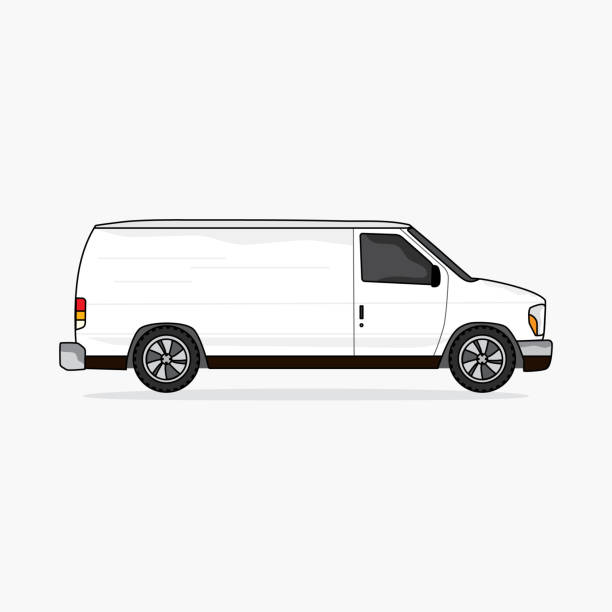 ilustrações de stock, clip art, desenhos animados e ícones de van, vehicle used for transporting - truck moving van white backgrounds