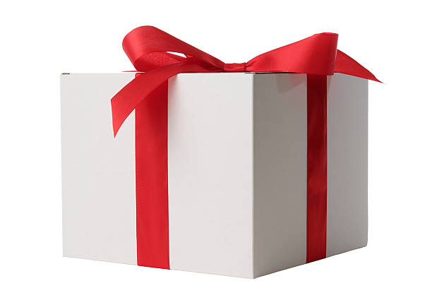 istock White blank gift box tied with a red ribbon bow 115747143