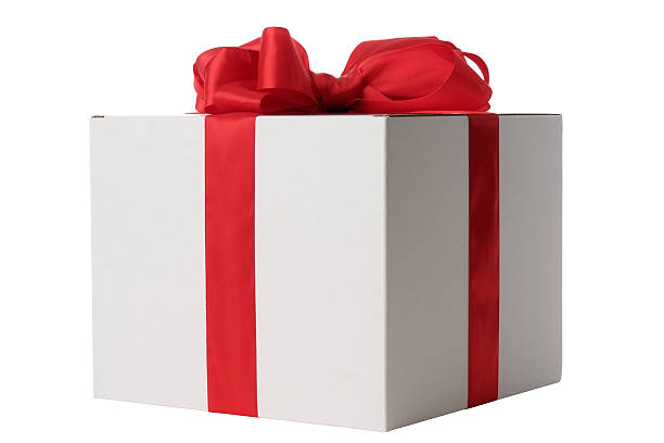 istock White blank gift box tied with a red ribbon bow 115747145