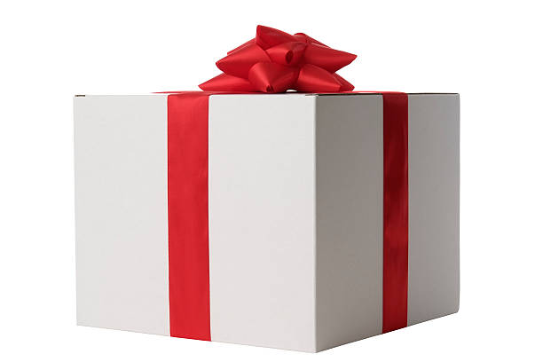 istock White blank gift box tied with a red ribbon bow 115747183