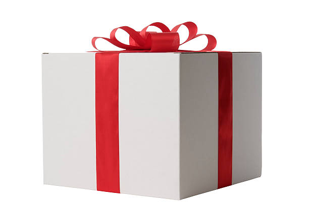 istock White blank gift box tied with a red ribbon bow 115747184