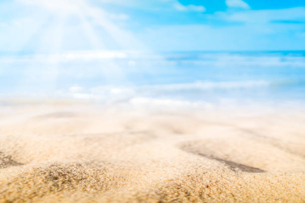 istock Copy space blur tropical beach with bokeh sun light wave on blue sky and white cloud abstract background. Summer vacation outdoor and travel holiday adventure concept.Vintage tone filter effect color. 1157480172