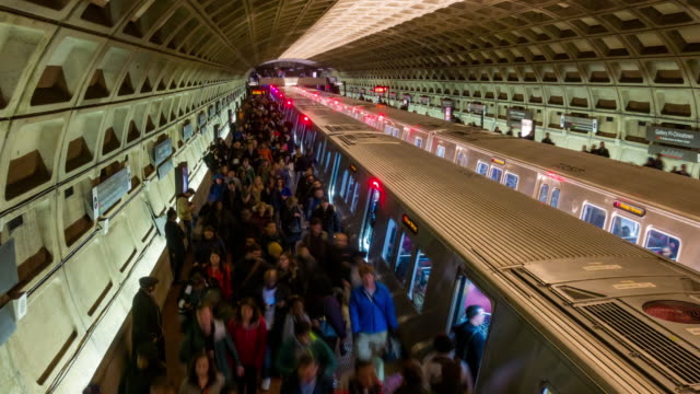 Time-lapse: Traveller Pedestrian crowded at Subway Metro in Washington DC USA