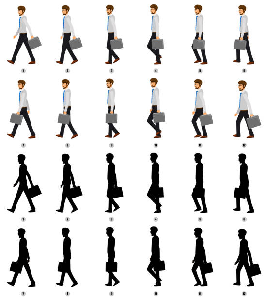 Businessman Character Walk cycle Animation Sequence Businessman Character Walk cycle Animation Sequence walking animation stock illustrations
