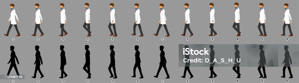 Doctor Walk Cycle Animation Sprite Sheet Stock Illustration - Download  Image Now - Walking, In Silhouette, Men - iStock