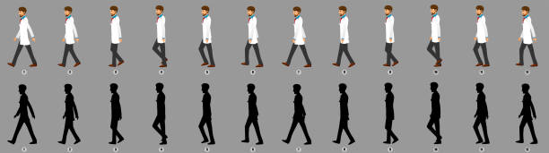 Doctor Walk cycle animation sprite sheet Doctor Walk cycle animation Sequence sprite sheet, loop animation. walking animation stock illustrations