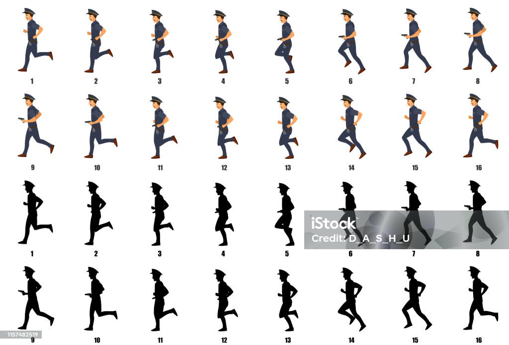 Pilot Character Run Cycle Animation Sequence Stock Illustration - Download  Image Now - Running, Cut Out, Jogging - iStock
