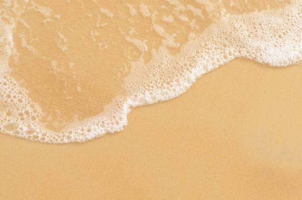 istock Copy space smooth wave beach with sand texture abstract background. Summer vacation and business travel relax concept. 1157483638