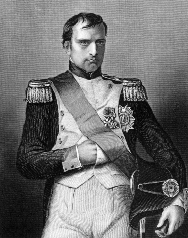 Napoleon Bonaparte (1769-1821) on engraving from 1845. Emperor of France. One of the most brilliant individuals in history, a masterful soldier, an unequalled grand tactician and a superb administrator. Engraved by D.J.Pound and published by the London printing and publishing company.