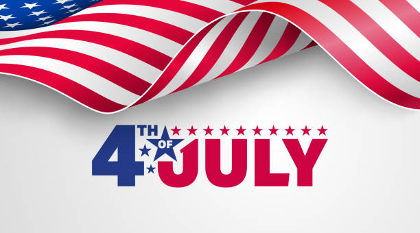 7月4日ポスターテンプレート。アメリカの国旗でアメリカ独立記念日のお祝い。米国7月4日パンフレット、ポスターまたはバナーのプロモーション広告バナーテンプレートeps 10 - アメリカ独立記念日点のイラスト素材／クリップアート素材／マンガ素材／アイコン素材