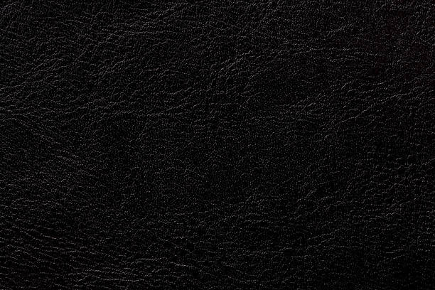 Dark ink leather texture background, closeup. Black cracked backdrop from wrinkle skin