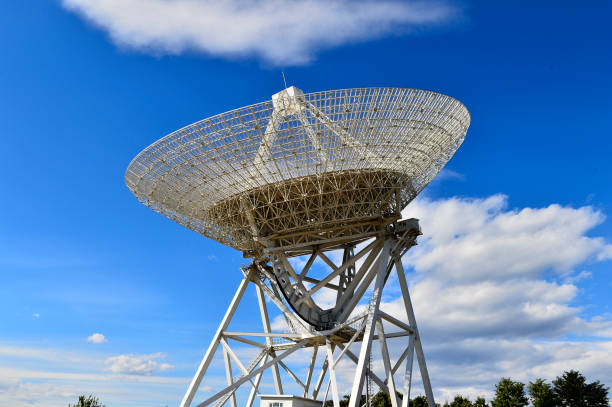 istock Array of satellite dishes or radio antennas against sky. Space o 1157497167