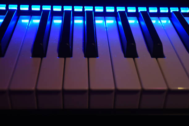 istock Close up on keyboard keys. Musical instrument. synthesizer 1157497938