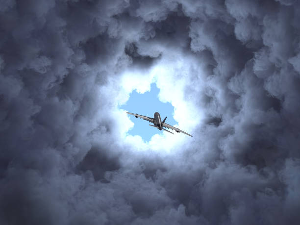 istock air plane flies through the cloudy tunnel 1157501120