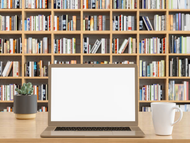 istock Mock Up Laptop Screen at the library 1157502640
