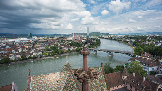 Basel switzerland cityscape from the minster.