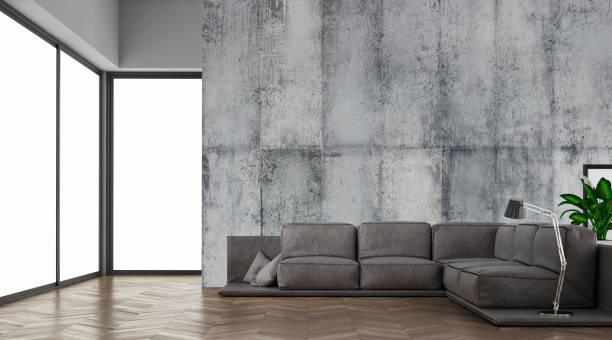 istock Modern living room with sofa on a side 1157507464