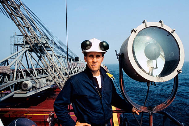 Worker aboard a ship in the Great Lakes.