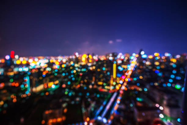abstract night cityscape light bokeh background