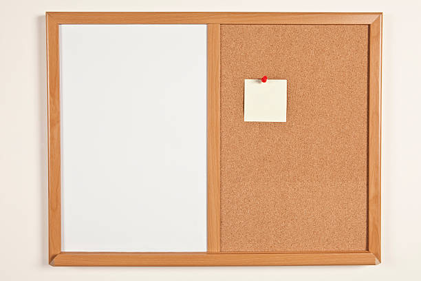 istock Dry erase and cork board together on a white wall. 115751104