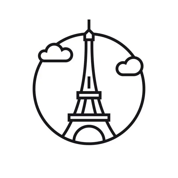 Vector illustration of Vector Eiffel tower - Outline Icon