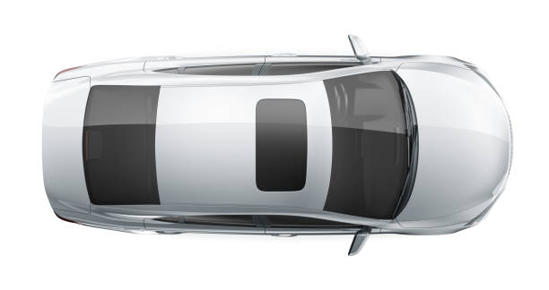 общий белый седан автомобиль-вид сверху - sedan car isolated white стоковые фото и изображения
