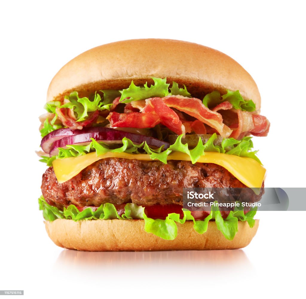 cheeseburger isolado no branco - Foto de stock de Hamburguer royalty-free