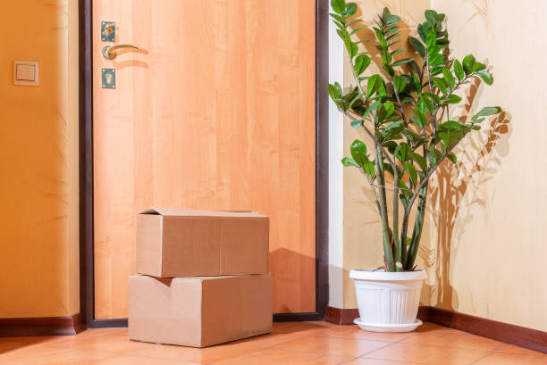 Packing box at the door