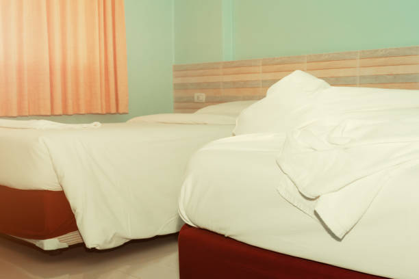 istock bed and  bedspread pillow white in in bedroom 1157518163
