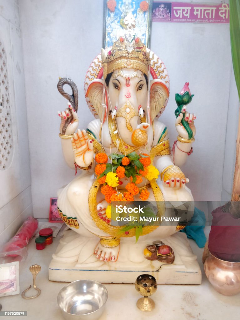 Lord Ganesha Idol In A Temple Stock Photo - Download Image Now ...