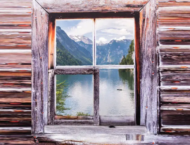 View of the Königssee through a window