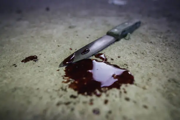 Photo of Murder weapon stained in blood