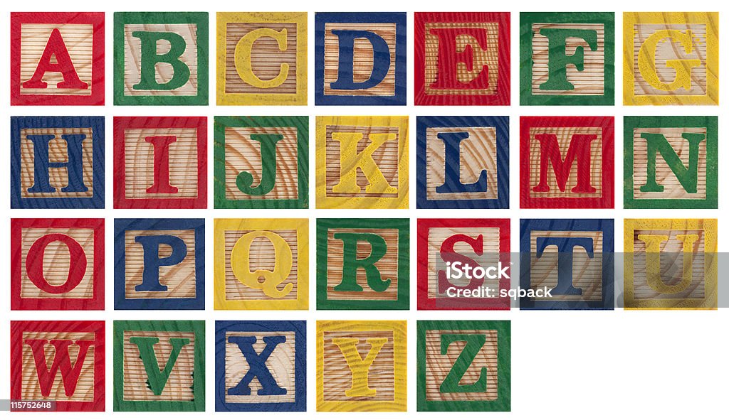 Деревянный алфавит блоков, изолированные на белом - Стоковые фото Алфавит роялти-фри
