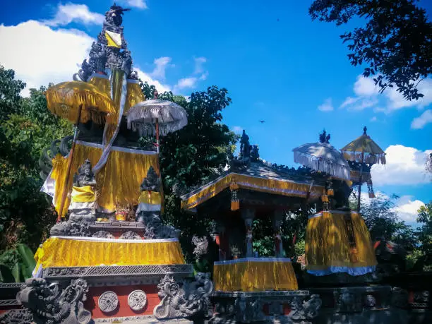 Balinese Hindu Shrines In The Small Temple Of The Garden Park At Tangguwisia Village, North Bali, Indonesia